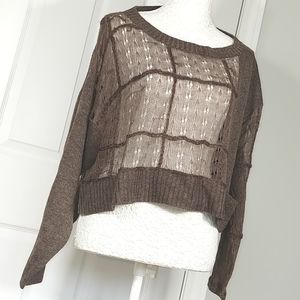 Semi sheer brown knit crop top XXL 🇫🇷 Lauren Vidal Paris
